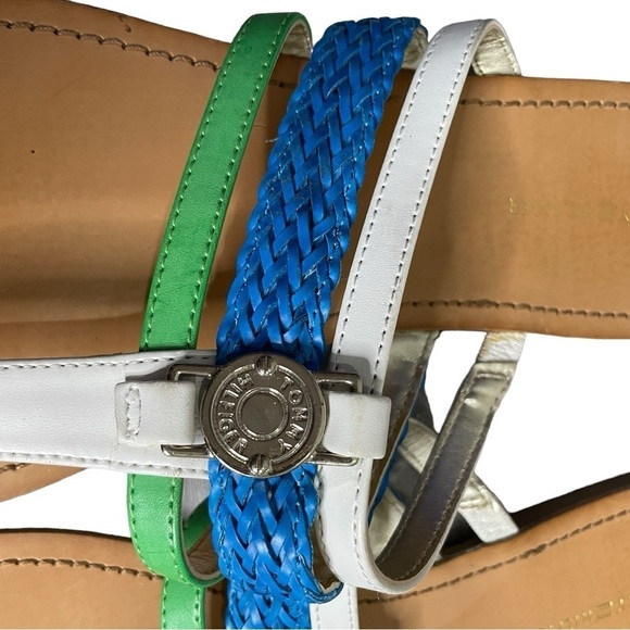 Tommy Hilfiger Blue Green White Logo Thong Sandal - Picture 3 of 3